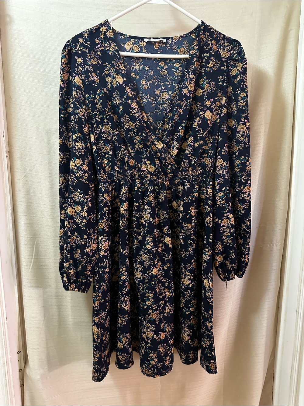 Cupshe Floral Mini Dress Long Sleeve V Neck Balloon Sleeve Romantic Cottagecore